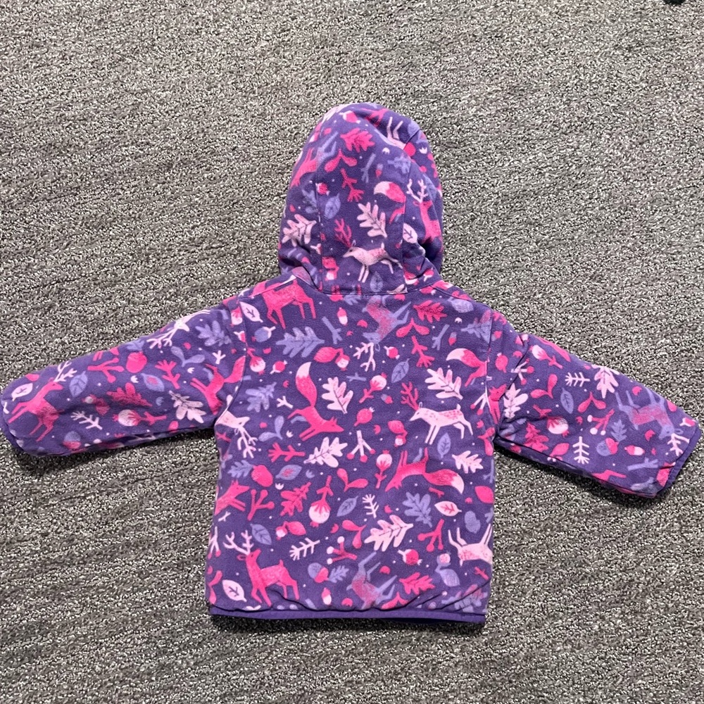 Columbia 2T Reversible Puffer Coat Fleece Purple Fox Leaf Print - Picture 7 of 8